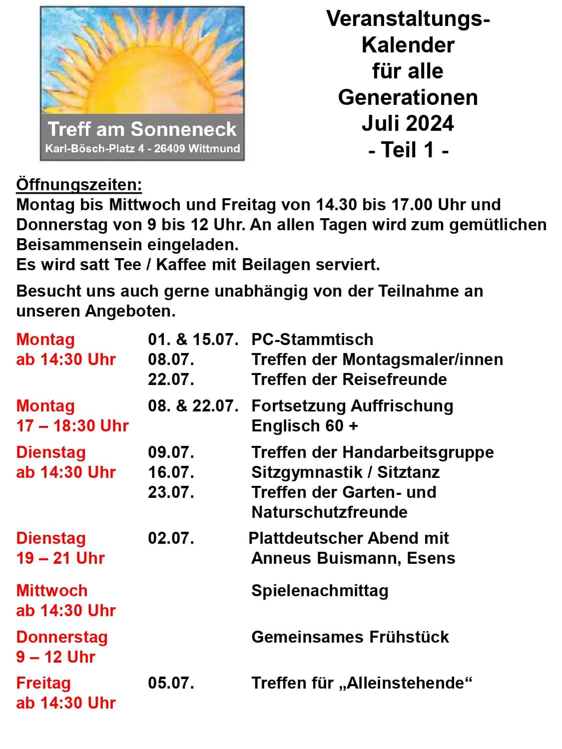 Veranstaltungskalender Juli 2024 Teil1