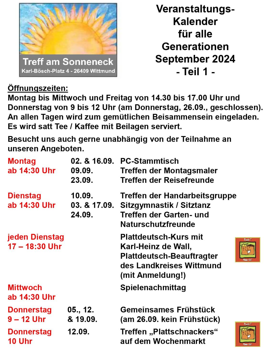 Veranstaltungskalender September 2024 